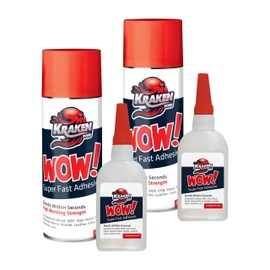 Kraken Bond WOW! CA Glue (2x3.50 oz) with Spray Adhesive Activator (2x13.50 fl oz) - Cyanoacrylate Glue, CA Glue with Activator, CA Glue for Woodworking, Crazy Glue, Craft Glue | Fast CA Glue | 2 Pack