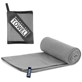 KEQAR Microfiber Towel, Ideal Sports Towel, Travel Towel, Beach Towel, Quick Drying, Lightweight with Mesh Bag. (Grey)