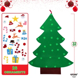 KatchOn, Felt Christmas Tree for Kids Wall - 3.1 Feet, 27 Pieces | DIY Felt Christmas Tree Craft | Christmas Tree Decorations | Velcro Christmas Ornaments, Christmas Decorations, Christmas Wall Decor