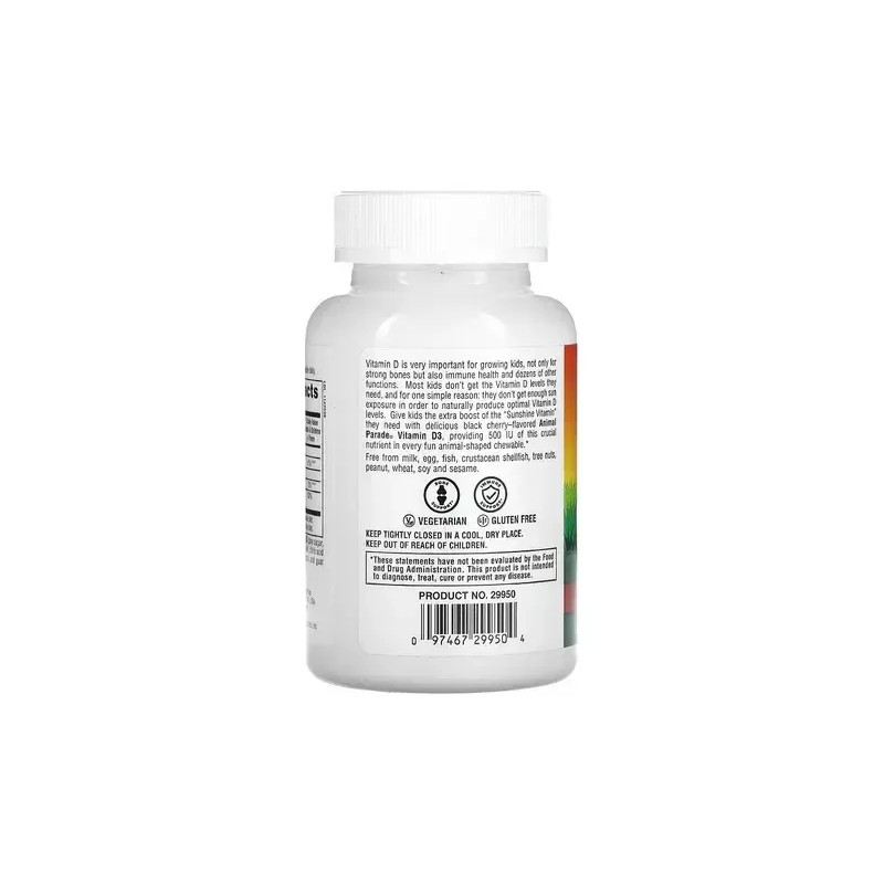 Vitamina D3 Masticable NaturesPlus 500UI Cereza Negra 90 Comp Vegano