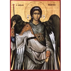 Wooden Greek Orthodox Christian Icon Saint Archangel Michael (4.5" x 6.5")