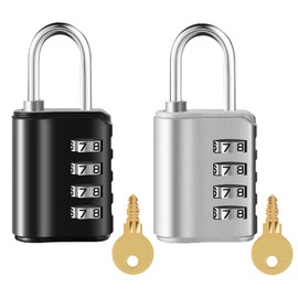 2 Pack Combination Padlock, 4 Digit Resettable Outdoor Waterproof Padlock with Keys, Combo Lock for School, Sports or Gym Locker, Employee Locker, Fence, Gate, Case, Toolbox, Hasp Storage