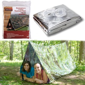 Grizzly Gear Tienda térmica de Emergencia, Refugio de Supervivencia Mylar Reflectante, tamaño XL, Impermeable, retiene el Calor y se Adapta a 2 Adultos en Todo Tipo de Clima