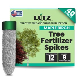 Lutz Corporation Maple-Birch Tree Fertilizer Spikes, Plant Food Spikes for Tree & Shrubs - Easy Application, Treats Common Deficiencies - Manganese, Sulfur, Nitrogen - Pack of 40