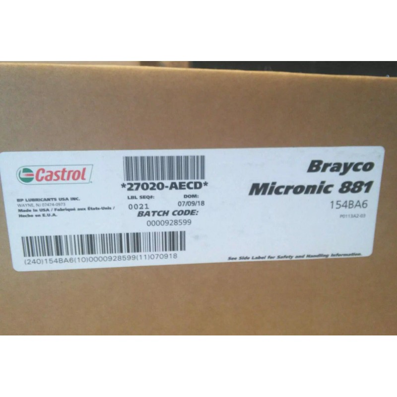 Castrol Brayco 1 Quart of Castrol Brayco Micronic 881 Hydraulic