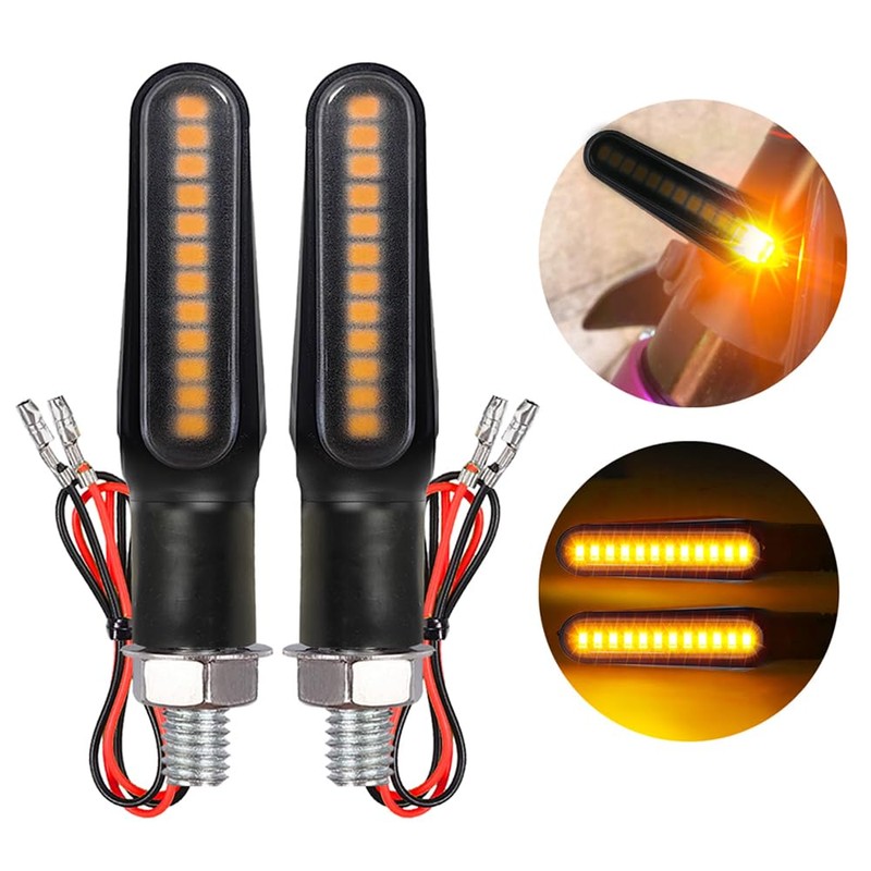 BlyilyB Motorcycle Blinkers Indicator Sequential Turn Signal Amber LED Lamp