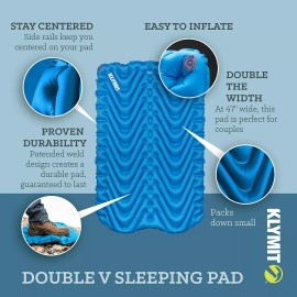 Klymit 2 Person Double V Packable Sleeping Pad - Blue (06DVBL02E)