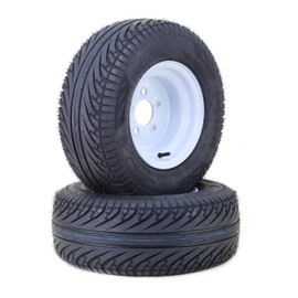 LIBRA 205/65-10 Golf Cart Tire Wheel Assembly w/ 5 Lugs on 4.5" PCD White Steel Wheel, Set 2-14040