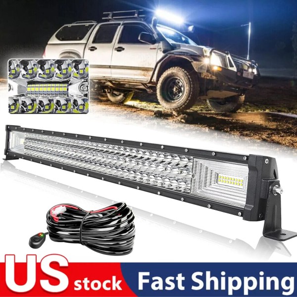 Unbranded 32 Inch LED LIGHT BAR Tri Row Spot Flood
