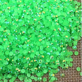 LOVEKITTY 5mm 1000 Pieces AB Light Green AB Jelly Rhinestones Round Flatback Craft Decoration