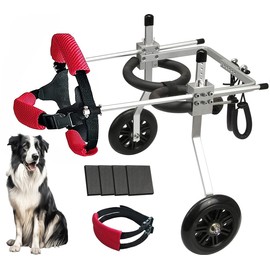 Lokshun Dog Wheelchair for Back Legs Large Dog Carts with Wheels Adjustable Wheelchair for Dogs with Disabled Hind Legs Walking, with 4PCS Rear Leg Protection Pads (L)