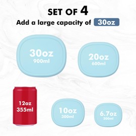 Anatole Silicone Food Storage Containers 4 Pcs Lunch Bento Box with Lids Leakproof Dishwasher Microwave Oven Freezer Safe BPA Free CPC Certified (30oz 20oz 10oz 6.7oz) (Scuba Blue)