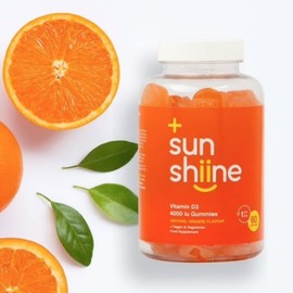 Sunshiine Vegan Vitamin D3 4000 IU Gummies - Vitamin D Important for Immunity & Bones - Vitamin D3 Chewable Gummies 60 Count - Vitamin D Gummies for Adults and Children Above Age 11, Orange Flavour