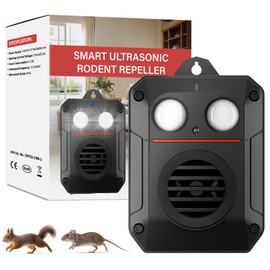 Ultrasonic Rodent Repellent with Strobe Light and Ultrasonic Wave, Effective Mouse Deterrent for Vehicle, Car, Basement, Attic, House and Garden, Keep Mice Away