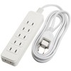 ELECOM Power Strip, Easy Wiring 180° Swing Plug, 6 Outlets,
