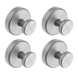Suction Cup Hooks for Shower, Removable Towel Hooks for Bathroom Window Glass Door Wall, Bath Robe Looafh Hook for Hanging - 4 Pack, Silver