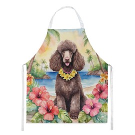 Caroline's Treasures Chocolate Poodle Luau Apron Cooking Kitchen Server Baking Crafts Gardening for Adult Women Men, Unisex, Large, Multicolor