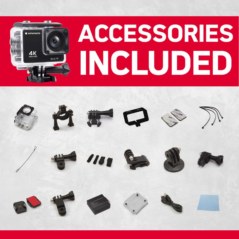 AgfaPhoto Realimove AC9000-30M Waterproof Digital Action Camera (True 4K, ICE