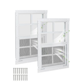 YEEBECA 12x18 Inches Shed Window, 2 Pack Small Window with Screen, Tempered Glass to Effectively Protect Against External Damage, Suitable for Sheds, Chicken Coops, Playhouses.