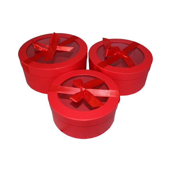Home Garden Ornaments Red Gift Box with Lid 22/20/18cm Set