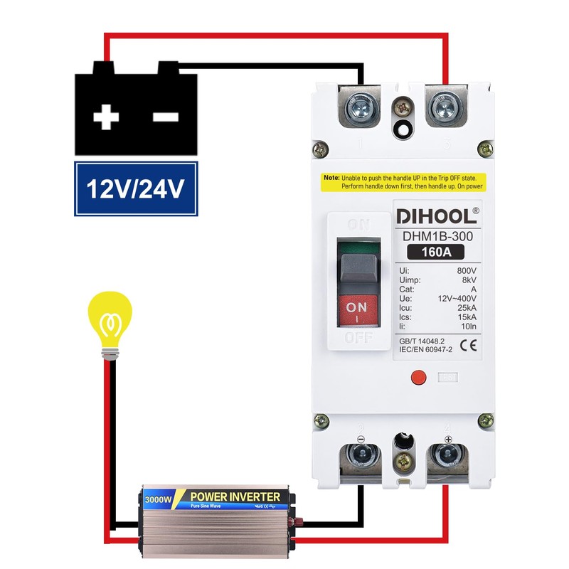DIHOOL Main 160 Amp DC Circuit Breaker, 500V Battery Disconnect