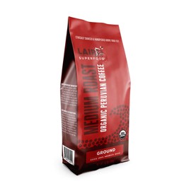 Laird Superfood Peruvian Medium Roast Caffeinated Ground, Ethically Sourced Premium Ground Coffee, Gluten-Free, Dairy-Free, Non-GMO, Paleo, Keto Friendly, 12 oz. Bag