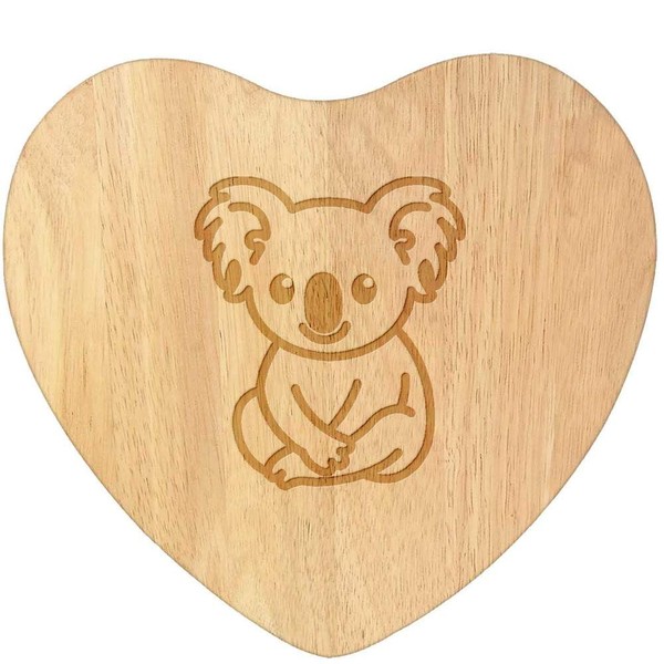 'Cute Koala Sitting' Wooden Heart Shaped Chopping/Cutting Board (WB00080997)