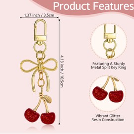 Bajayvovo Cherry Keychains Purse Charms for Women, Tiny Bag Charms Cute Key Chains, Birthday Valentine Gift for Women (2pcs)