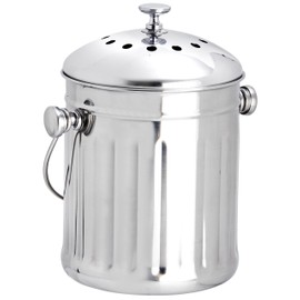 Eddingtons Mini Tabletop Compost Pail/Tea Bag Bin-Stainless Steel, 2.25 Litre, Silver