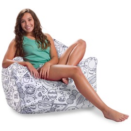 Posh Creations Structured Comfy Bean Bag Chair for Gaming, Reading, and Watching TV, Malibu Lounge, Canvas Coloring Fabric - Creatures