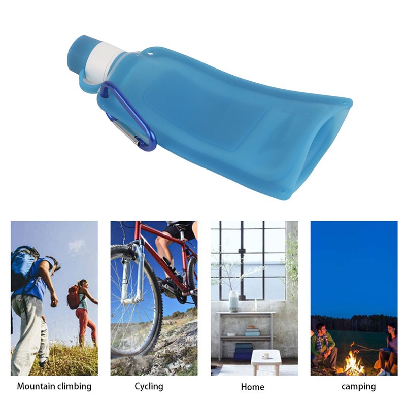 500ml Portable Foldable Water Bottles Collapsible Silicone Water Pouch for