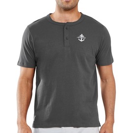 NORTHYARD Men's Henley Shirts Casual Short Sleeve Heavy Cotton T-Shirts Solid Basic Summer Tee Tops Darkgrey 2XL