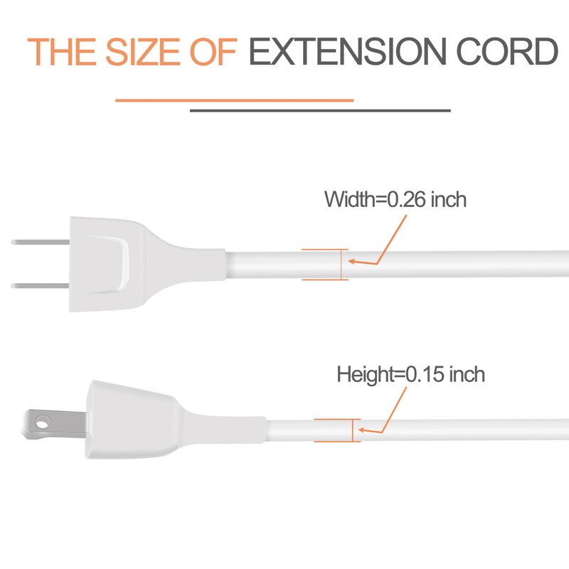 Polarity White Extension Cord 15FT 625W Extension Cords Thin Two