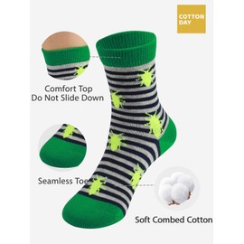 COTTON DAY Kids Boys Crew Dress Socks Bright Colorful Design 10-12 Years Beetles Size XL