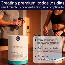Creatina Monohidratada Creapure® - 100 Porciones, 100% Pura, Hecha en Alemania, Sin Sabor, Solo 1 Ingrediente – Astroonaut