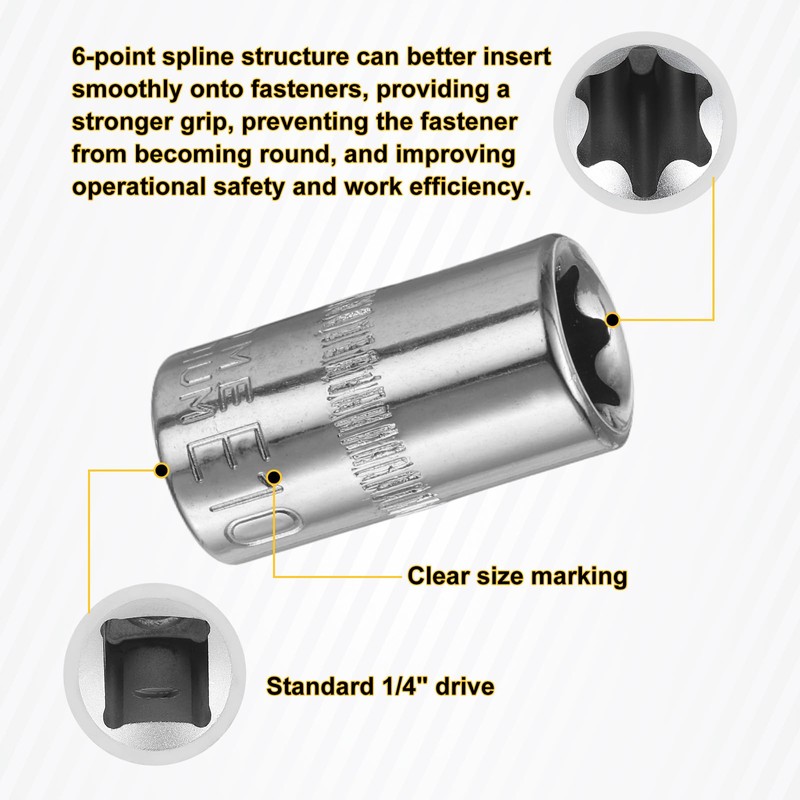 QUARKZMAN 1/4 Inch x E10 Torx Bit Set, 4 Pieces