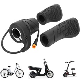 AaiLucky Half Twist Throttle for EBike, Electric Bike Throttle Grip, 20X E Bike Motorcycle Scooter Thumb Throttle with 3 Pin Waterproof Plug, Right Handle Speed Accelerator, 24V-72V