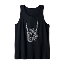 Heavy Music Fan Gifts. Devil Horns Hand Word Cloud. Tank Top