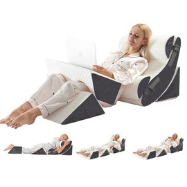 WSOFRLAC Juego de 6 Almohadas Ortopédicas Multifuncionales para Cama - Kit de Apoyo Ortopédico 7 en 1 para Espalda/cuello/piernas, Recuperación Postoperatoria y Sentarse en la Cama, Espuma, Por mes