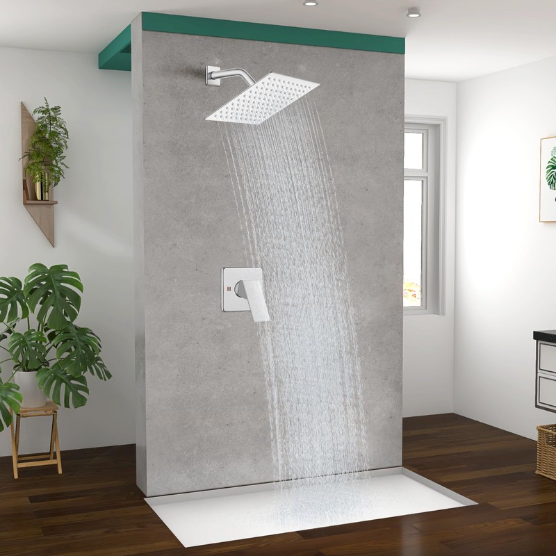 Heyalan 8 Inch Shower Head and Handle Set Square Shower