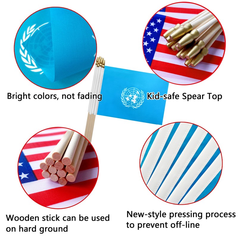 TSMD United Nations Stick Flag UN Small Mini Hand Held