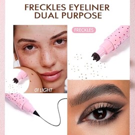 Lápiz delineador de ojos con pecas, 2 en 1 sello de pecas y delineador, resistente al agua y de larga duración, secado rápido, Precisión Para Maquillaje de Pecas para todo tipo de pieles (01 Light)