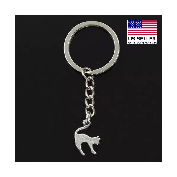 Jumping Cat Silver Pendant Keychain Gift Key Chain
