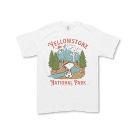 Riot Society Peanuts Snoopy Yellowstone National Park Boyfriend Tee - White Comfort Colors, X-Large