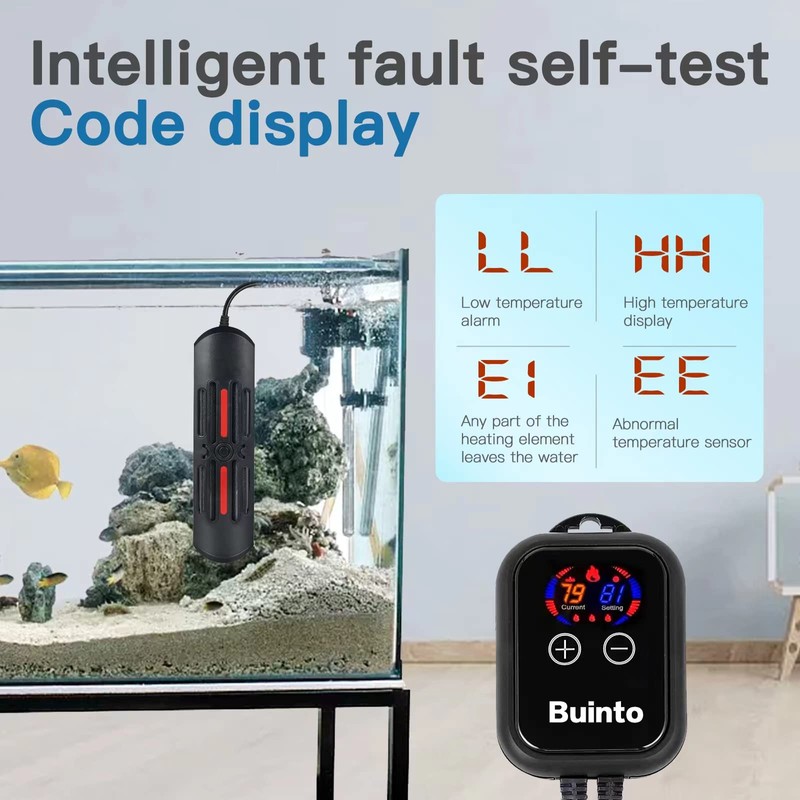 Buinto Aquarium Heater, 800W, 1200W Bold Double Quartz Tube Heater,