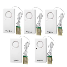 Topvico Water Alarm Leak Detector Moisture Sensor for Basements Sump Pump Dishwasher RV Water Heater Pan High Flood Alert, 120dB Work Alone, Battery Operated, 5 Packs