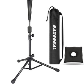 BaseGoal Batting Tee Baseball Tee, Softball Travel Portable Tee Tripod Stand Rubber Tee for Batting Training Practice with Carrying Bag