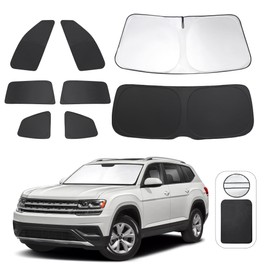 TINGLU Window Shades for Volkswagen VW Atlas 2018-2024 2025 Accessories Car Side Full Windows Rear Triangular Windshield Sun Shade Sun UV Rays Privacy Protection for Camping,Napping,and Relaxing 8PCS