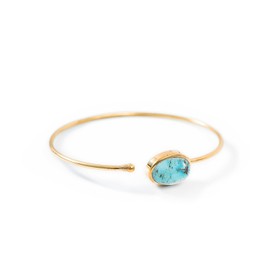 Ayana Crystals Turquoise Brass Bracelet - Handcrafted Genuine Turquoise Bangle for Women - Healing, Zodiac, Chakra Balance & December Birthstone