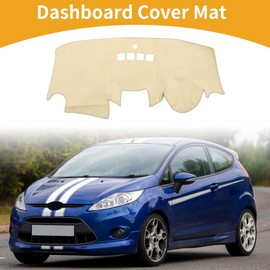 Partuto Dashboard Cover Anti-Slip/Anti Dust Dash Cover Mat Carpet for Ford Fiesta MK7 2009-2017 Polyester Beige